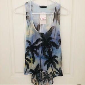 Crimson Ivy Sheer Palm Tree Shirt